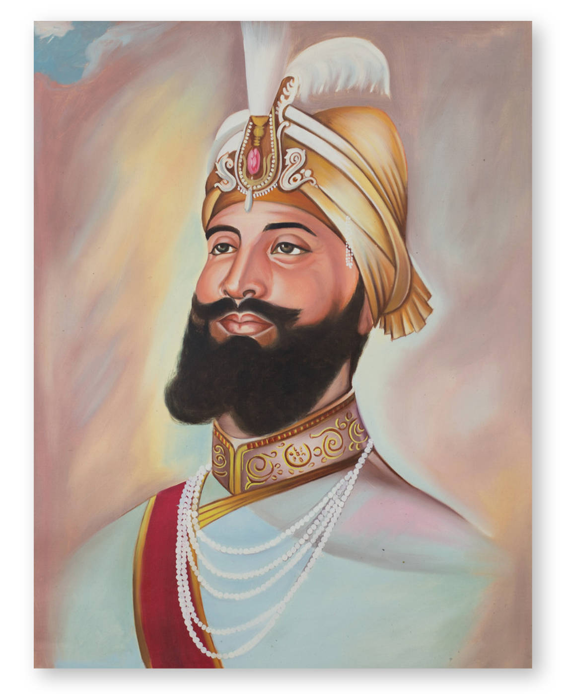 Download Guru Gobind Singh Ji Watercolor Portrait Wallpaper 
