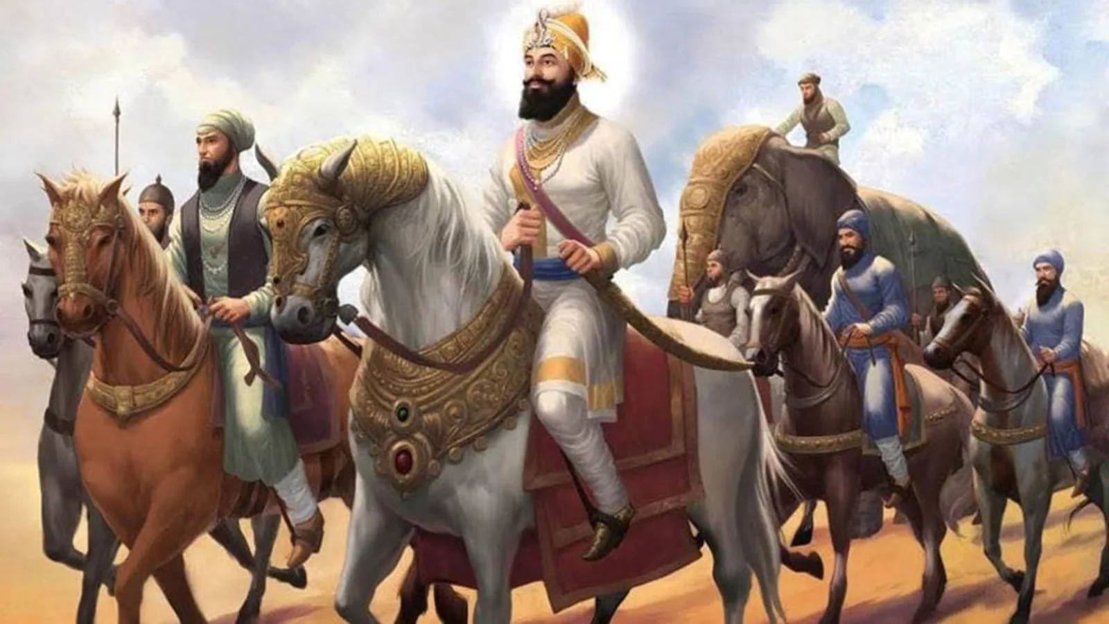 Gurugobind Singh Ji Con El Ejército Fondo de pantalla