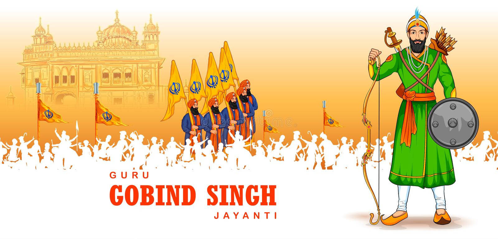 Gurugobind Singh Ji Med Soldater. Wallpaper