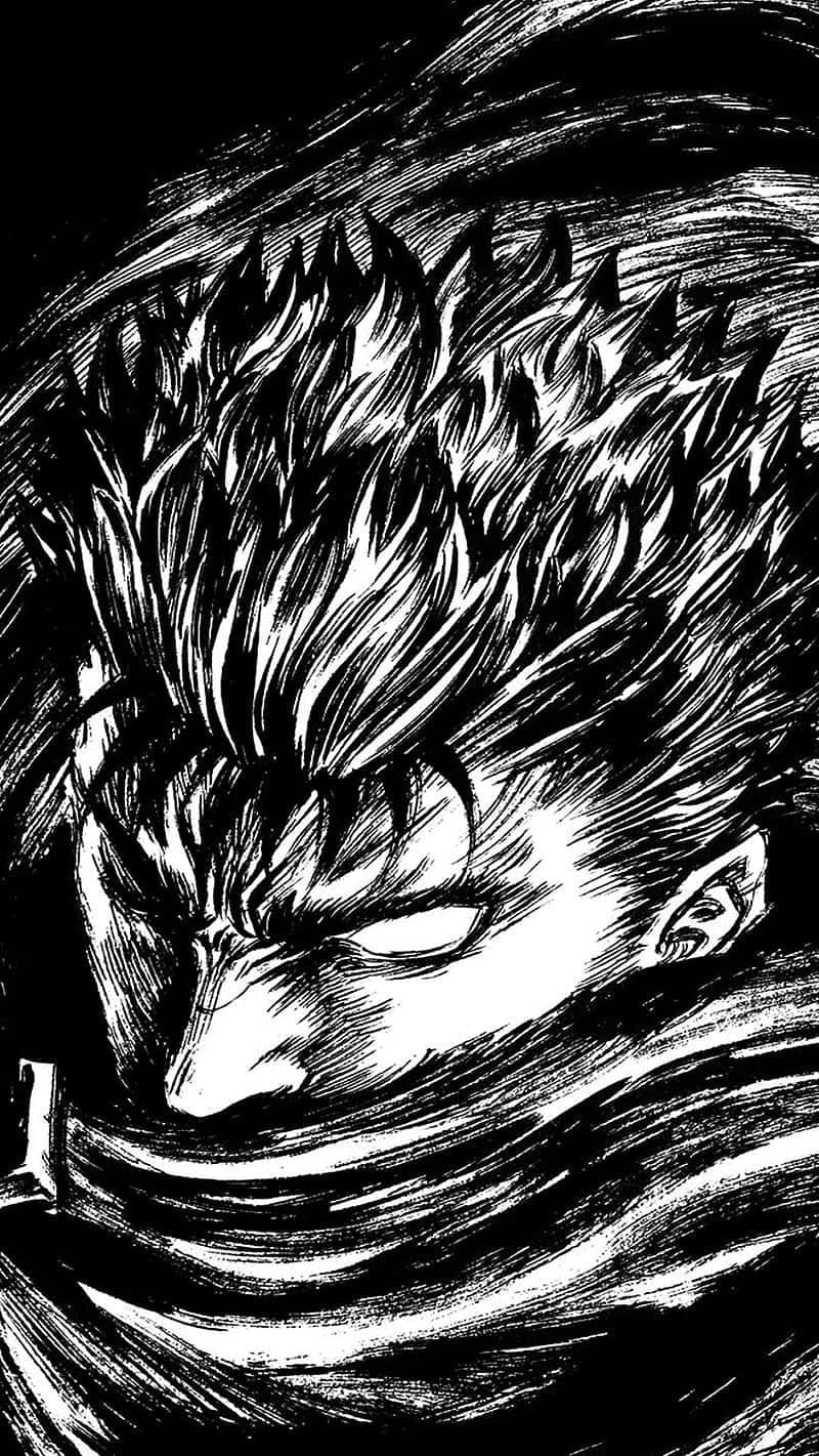 Guts' Heavily Inked In Black And White Anime Pfp Wallpaper