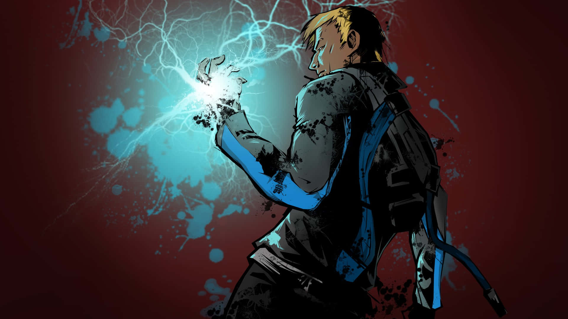 Guy Character In Infamous With Blue Bolt On His Hands Wallpaper