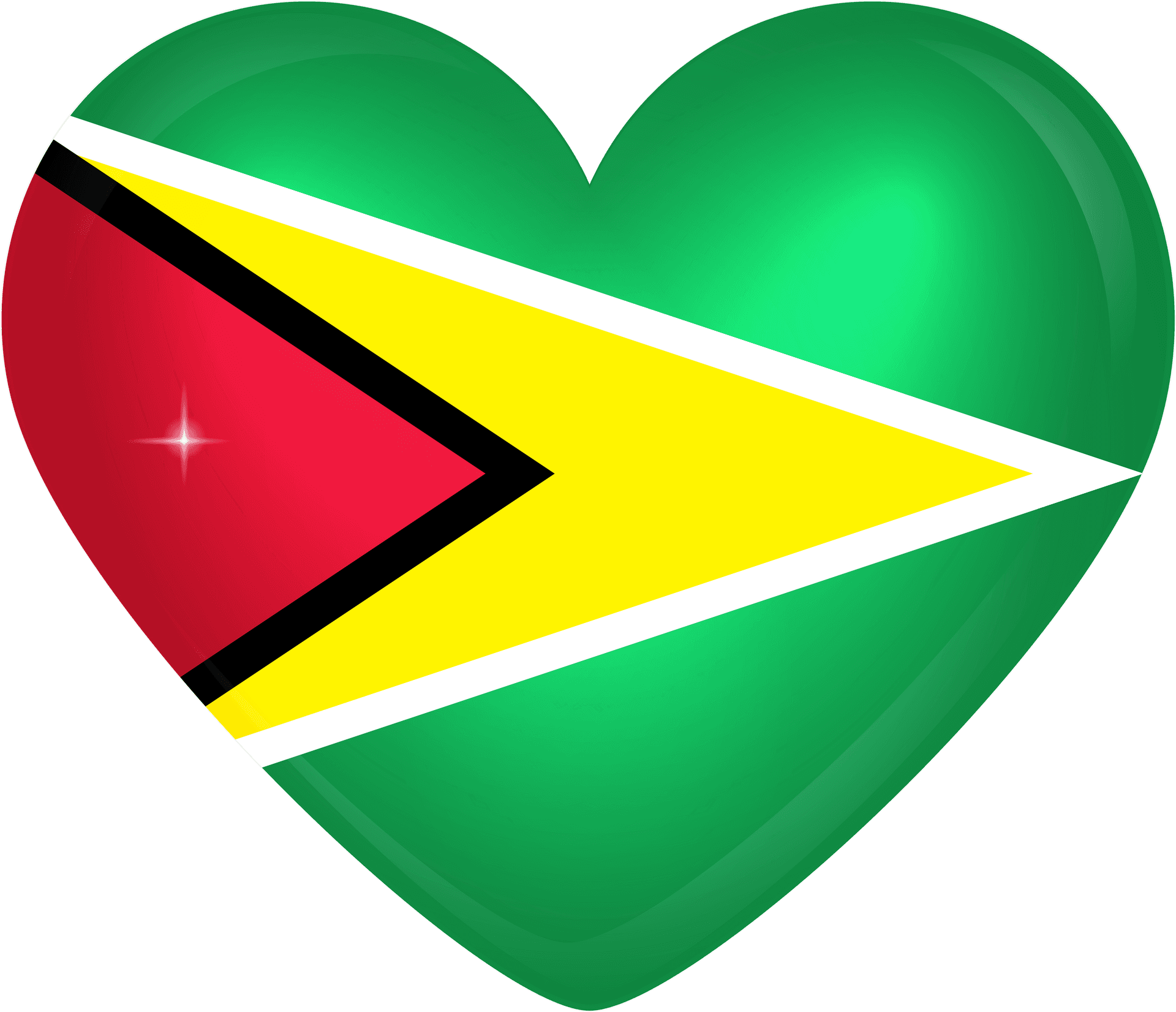 Guyana Flag Heart Shaped PNG