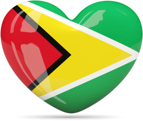 Guyana Flag Heart Shaped Graphic PNG