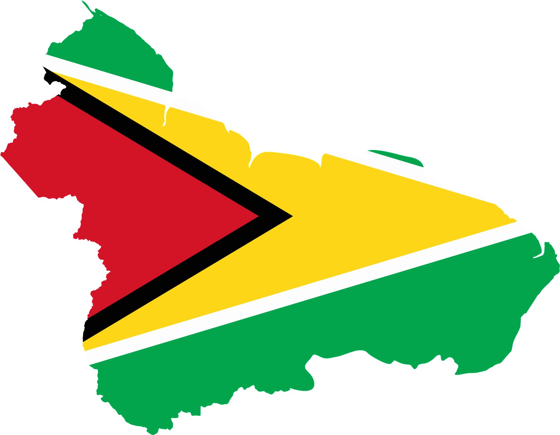 Guyana Map Outlinedwith Flag PNG