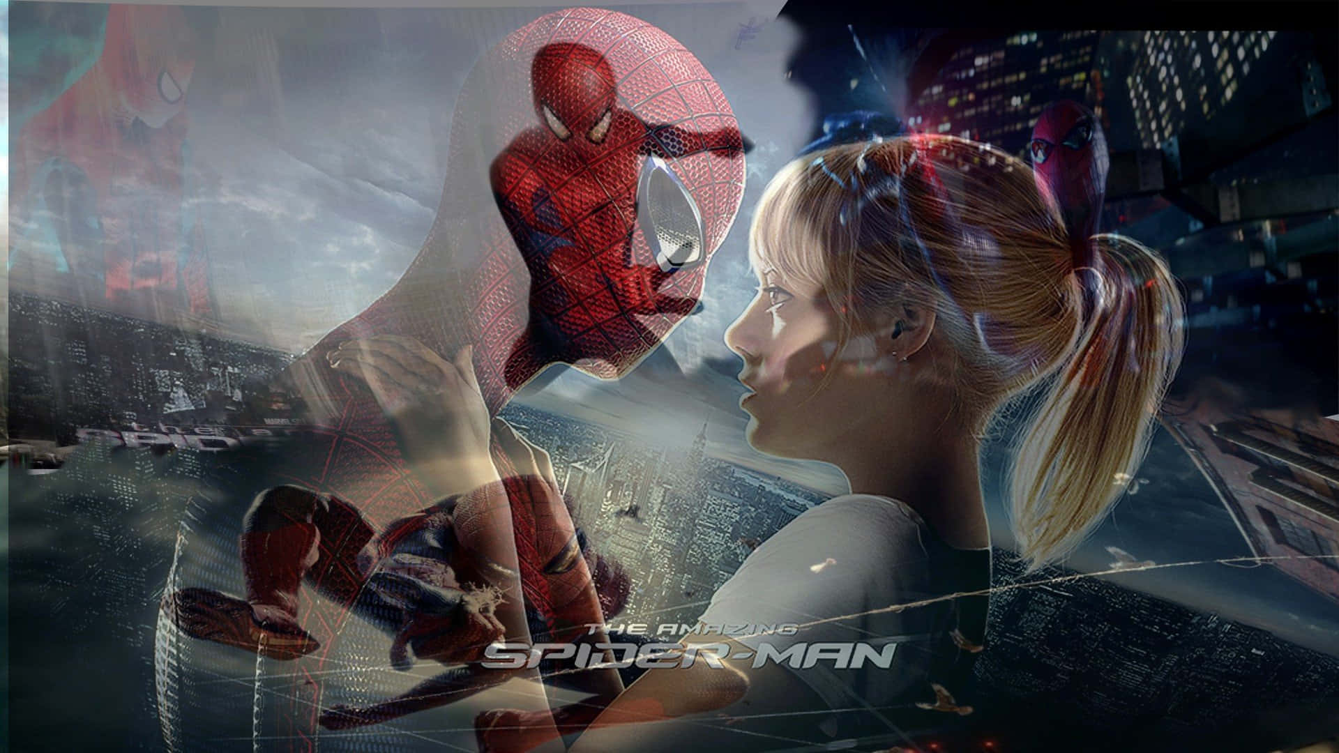 Gwen Stacy in action, swinging through the city Wallpaper