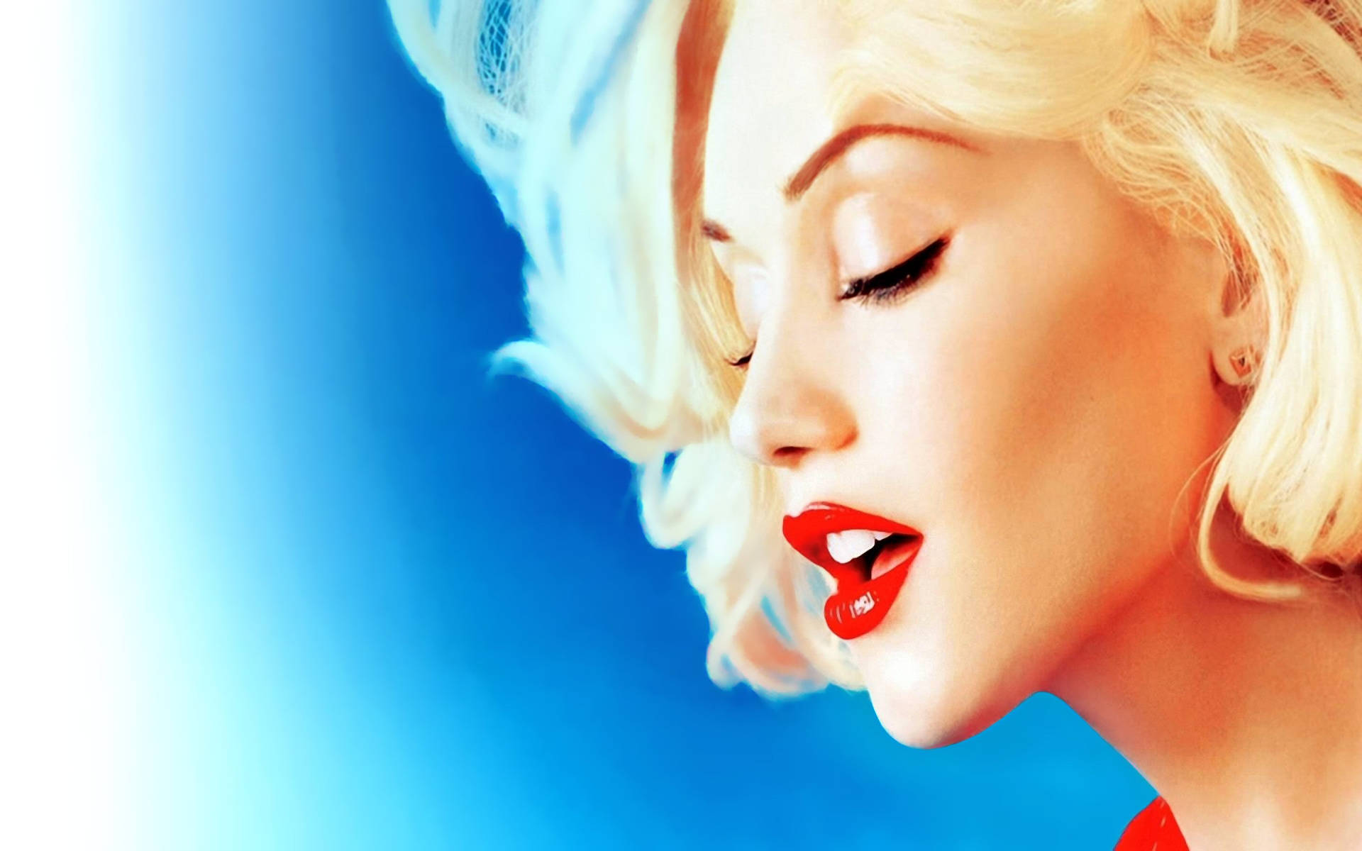 Gwen Stefani With Red Lips Background