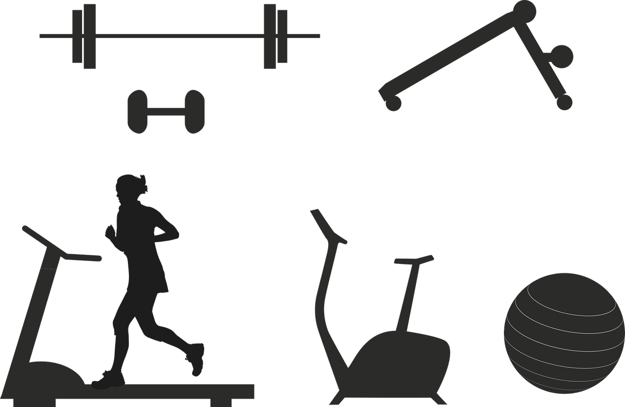 Gym Equipment Silhouettes PNG