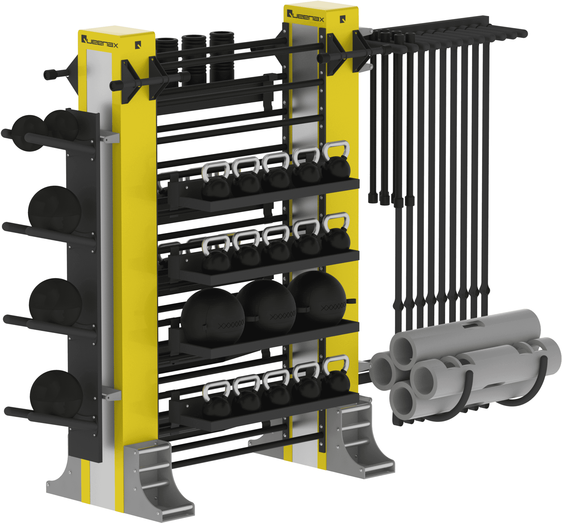 Gym Equipment Storage Rack PNG