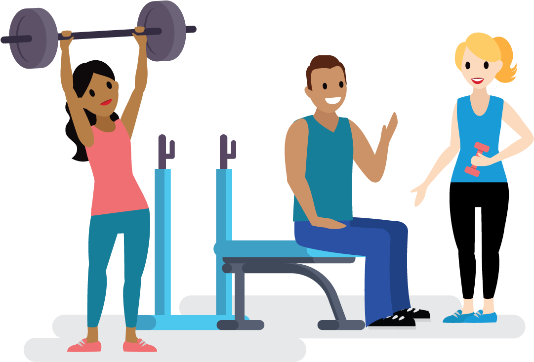 Gym Friends Weightlifting Session PNG