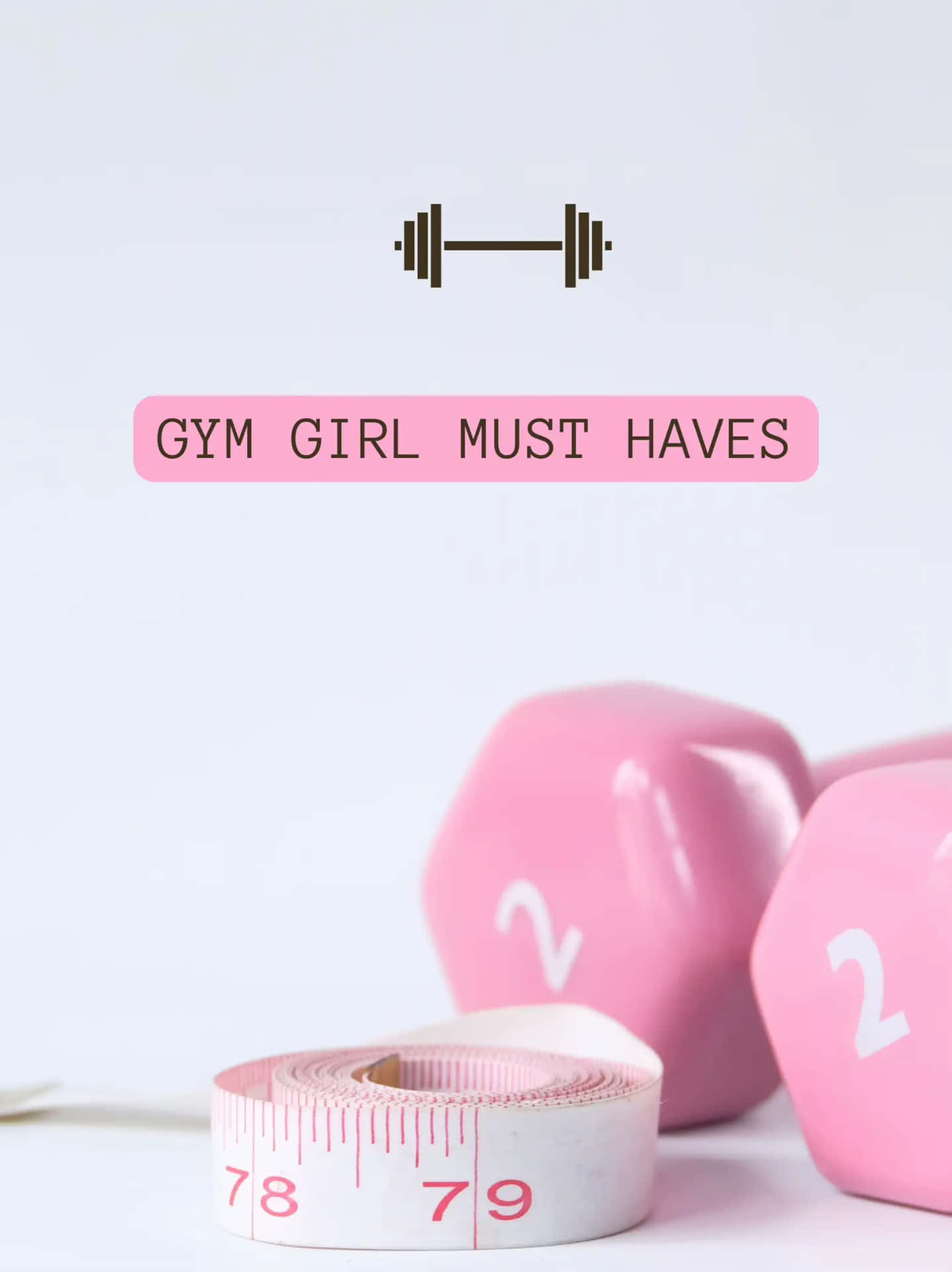 Gym Girl Essentials Pink Dumbbells Measuring Tape Wallpaper