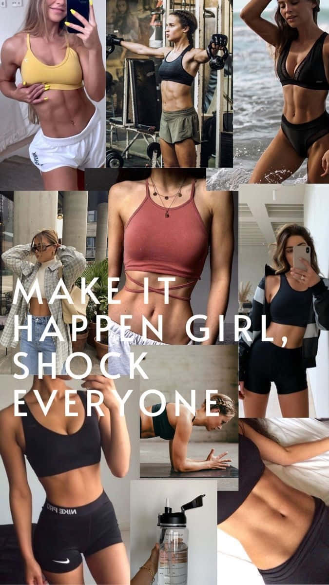 Gym Girl Motivation Collage Wallpaper