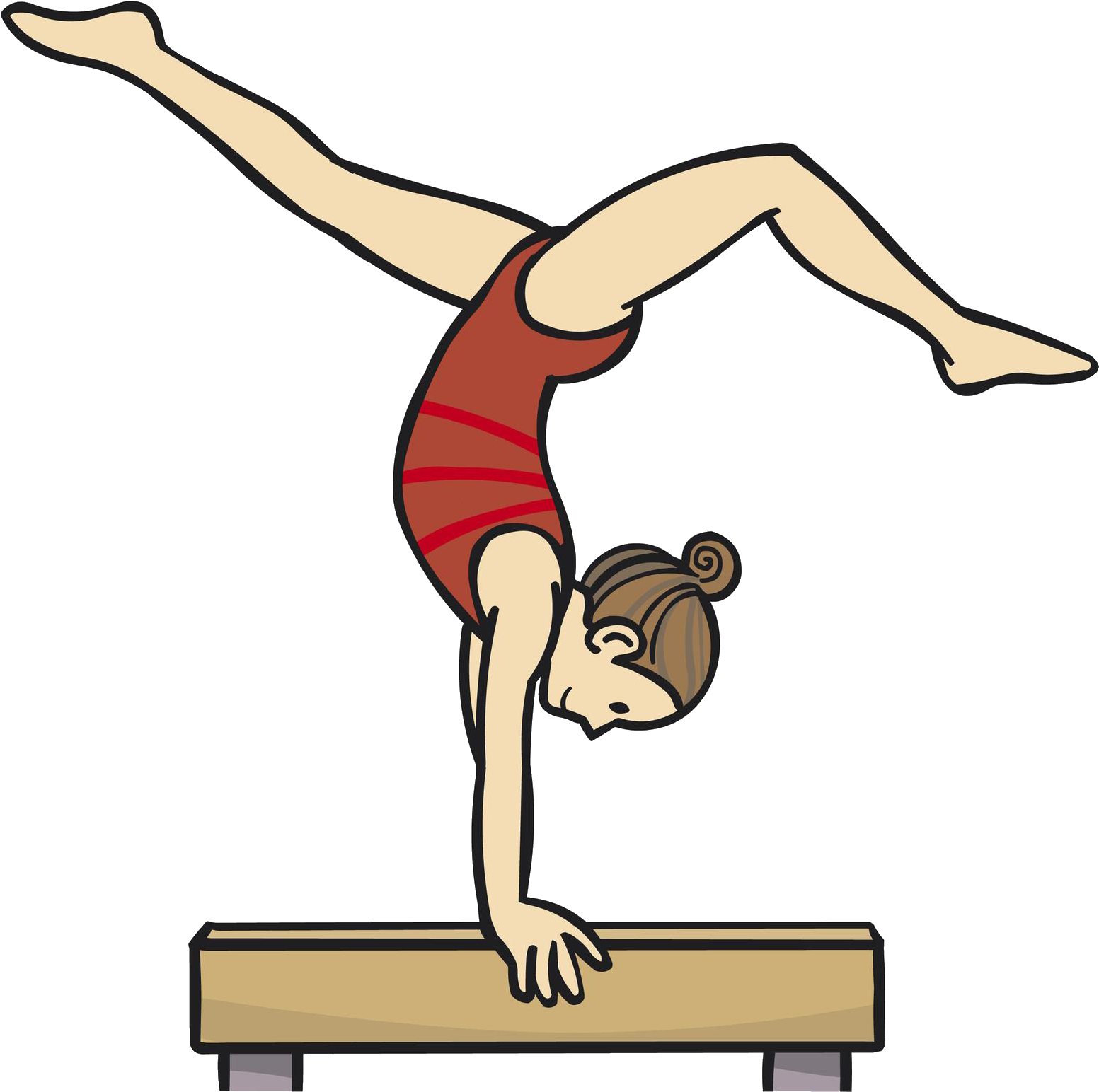 Gymnast Performing Balance Beam Skill PNG