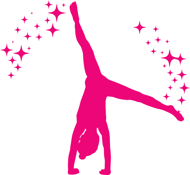 Gymnast Silhouette Handstand Stars PNG