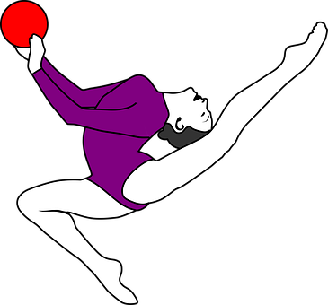 Gymnast With Red Ball Illustration PNG