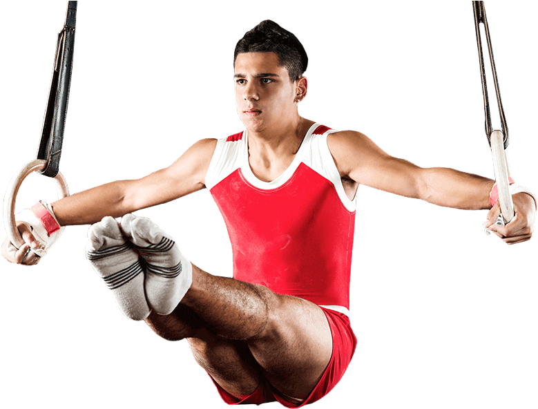 Gymnast_on_ Rings_ Action_ Shot PNG