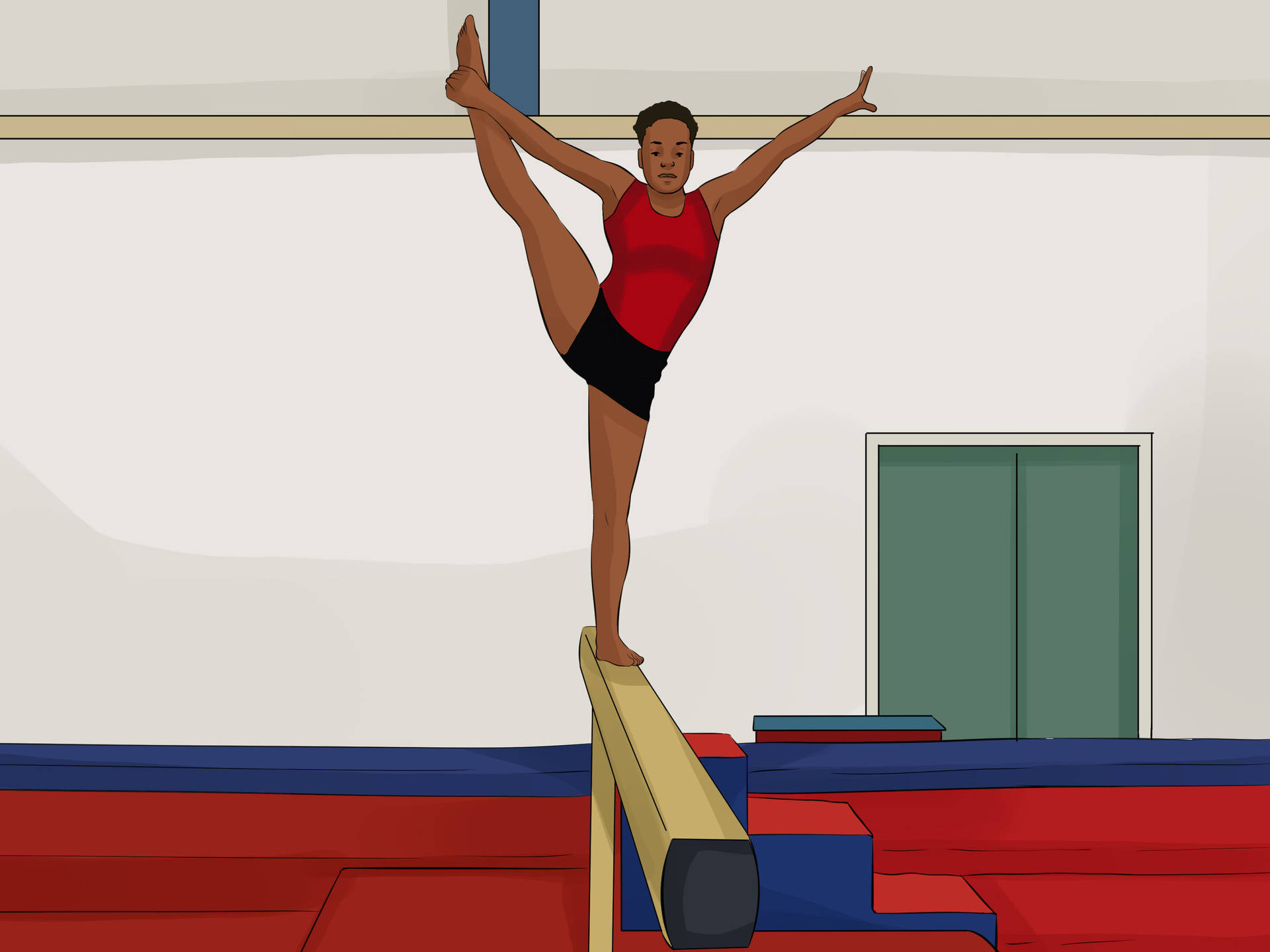 Gymnastics Balance Beam Vector Art Wallpaper