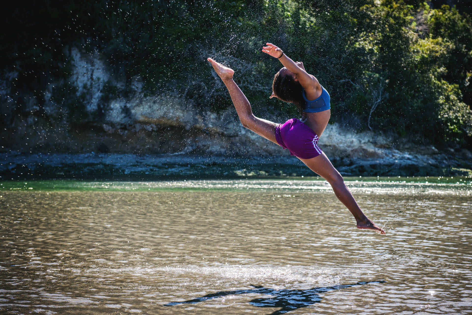 Gymnastics Jump In River