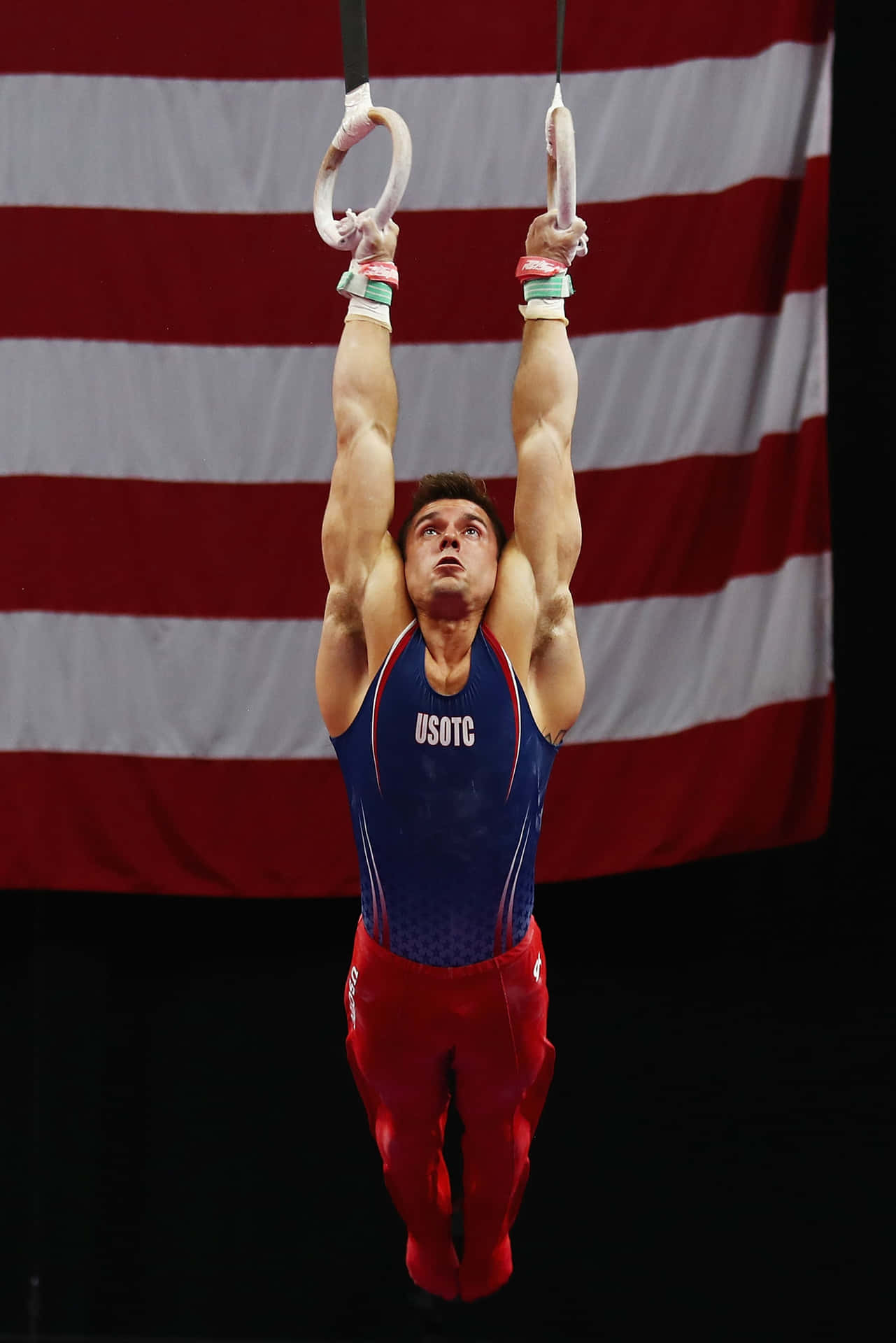 A beautiful gymnast performing a back handspring