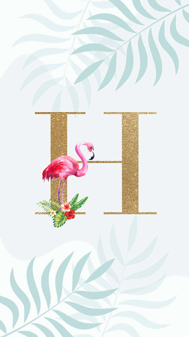 Gold Flamingo Letter H Background