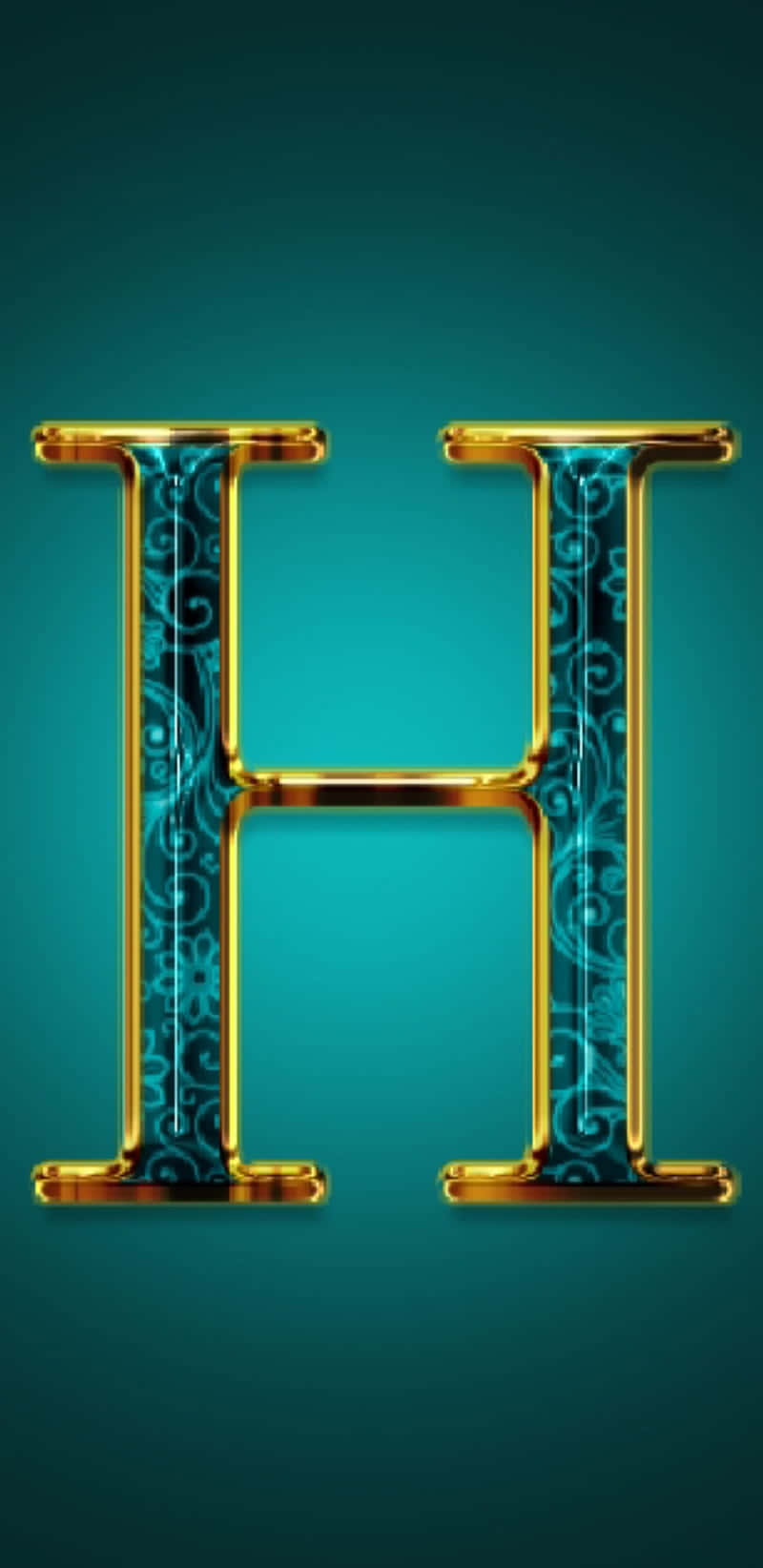 Turquoise And Gold Alphabet Letter H Background