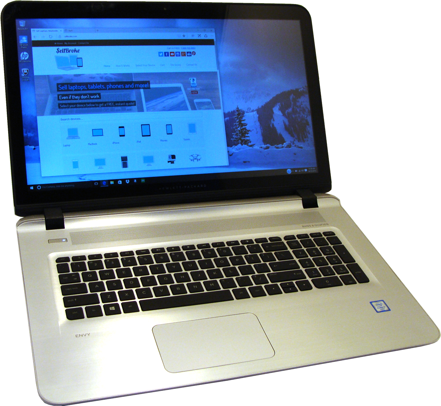 H P Envy Laptop Displaying Website PNG