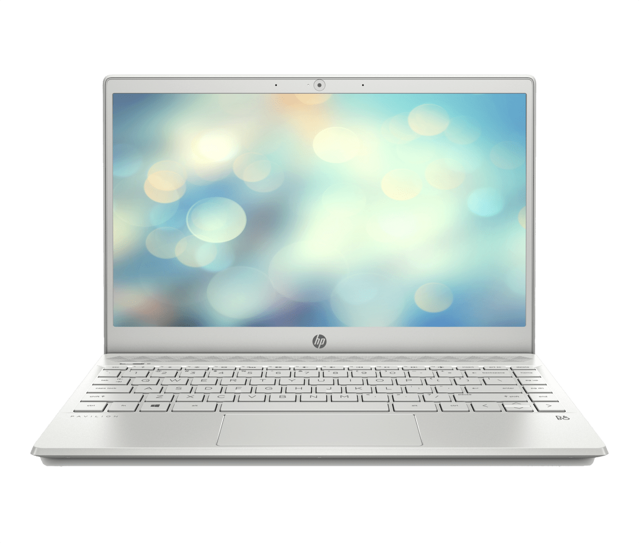 H P Laptop White Open Front View PNG