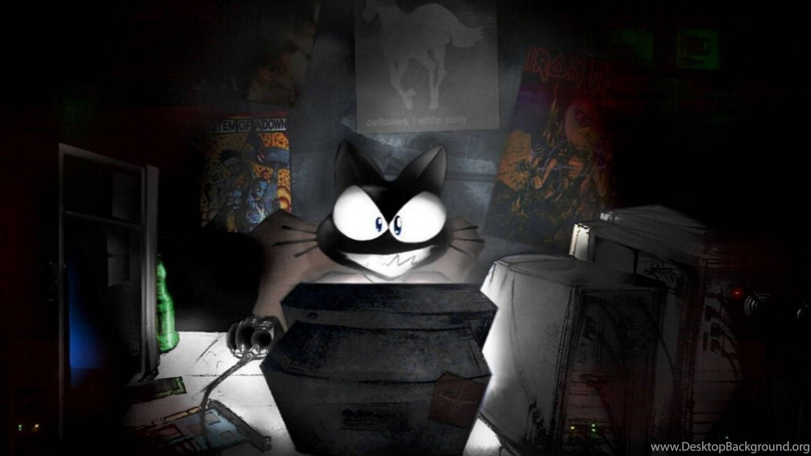 Hacker Cat Cartoon