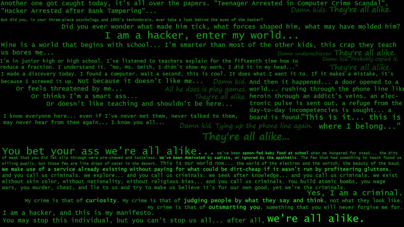 Hacker Collage Cryptic Message Wallpaper