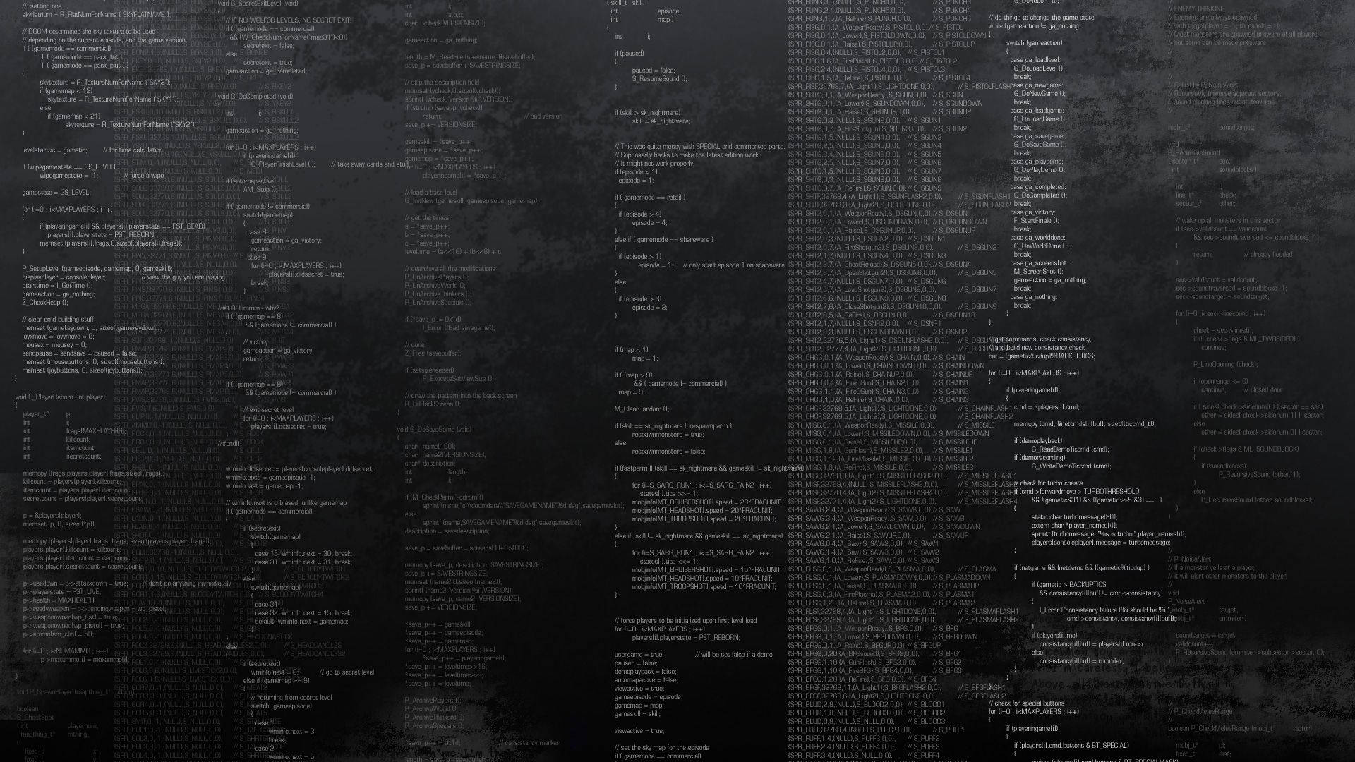 Hacker Doom-kode fuld HD-tapet: Blå galakser bag skarpt og klart skrift. Wallpaper
