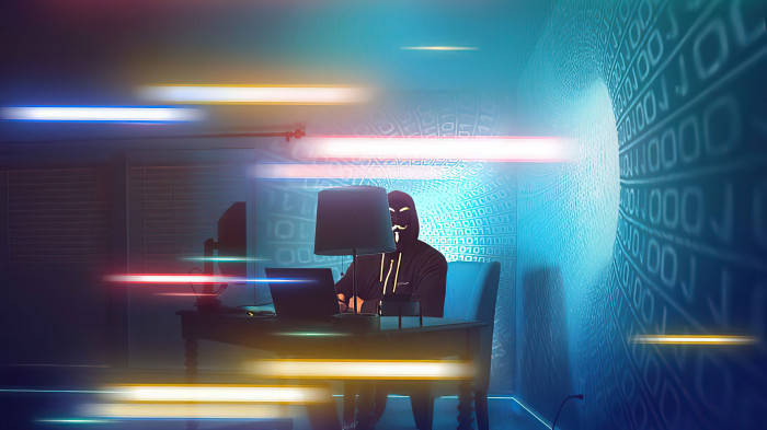 Hacker On His Workplace 3d Wallpaper