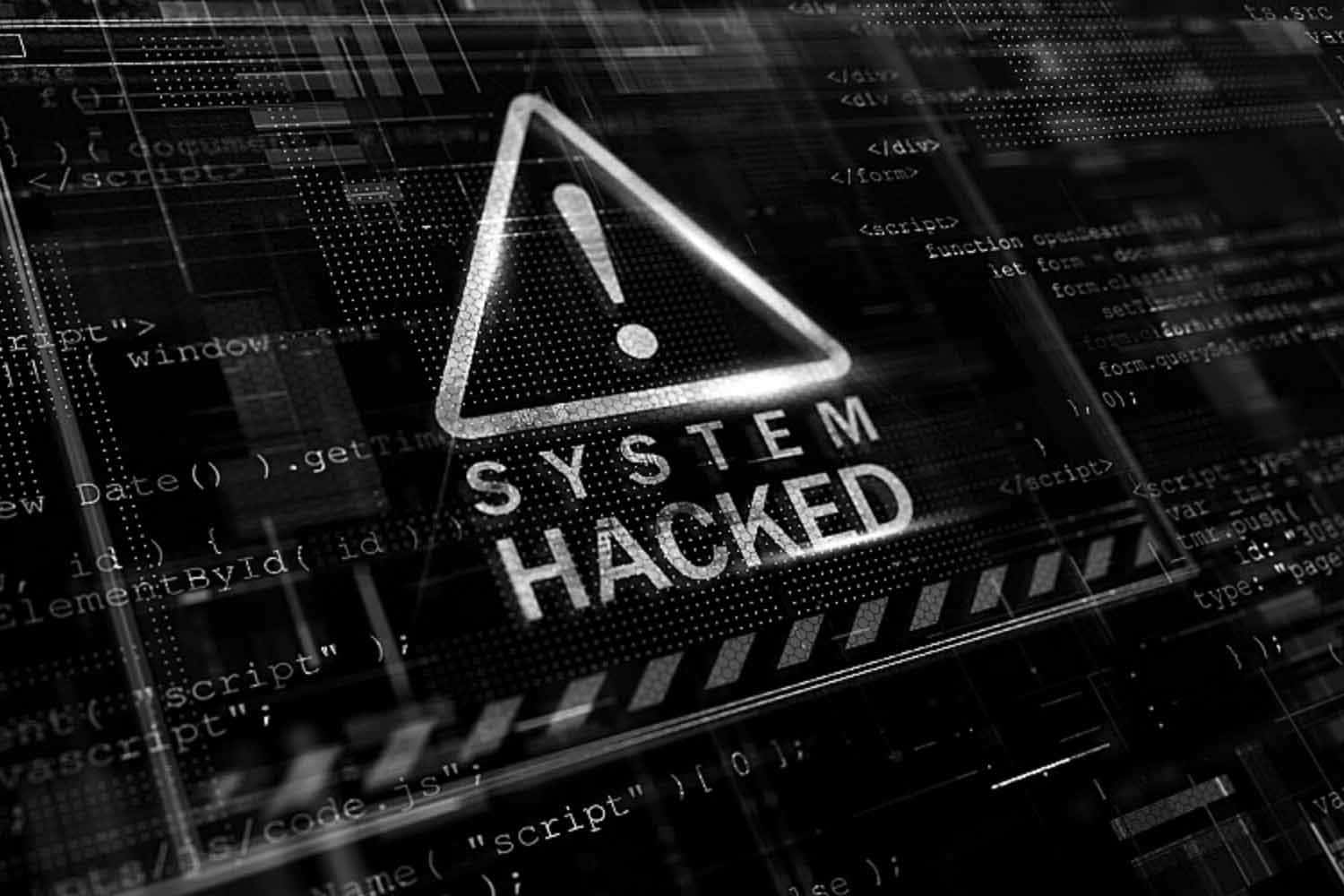 System Hacking - A Warning Sign On A Black Background
