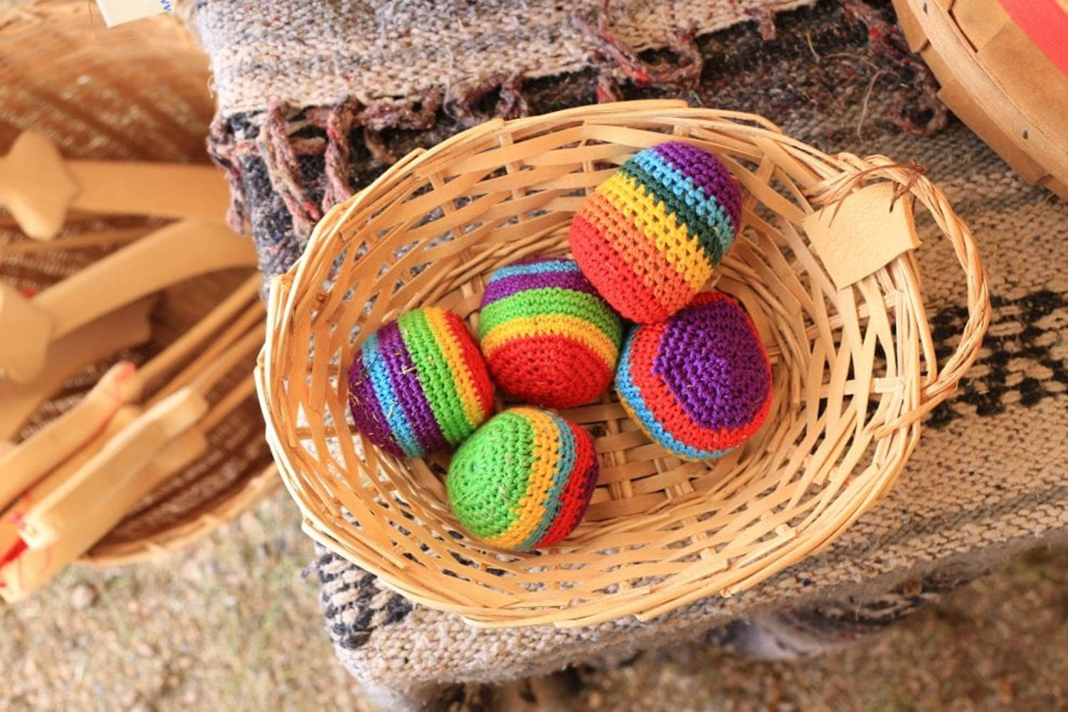 Hacky Sack Crochet Colorful Basket Wallpaper