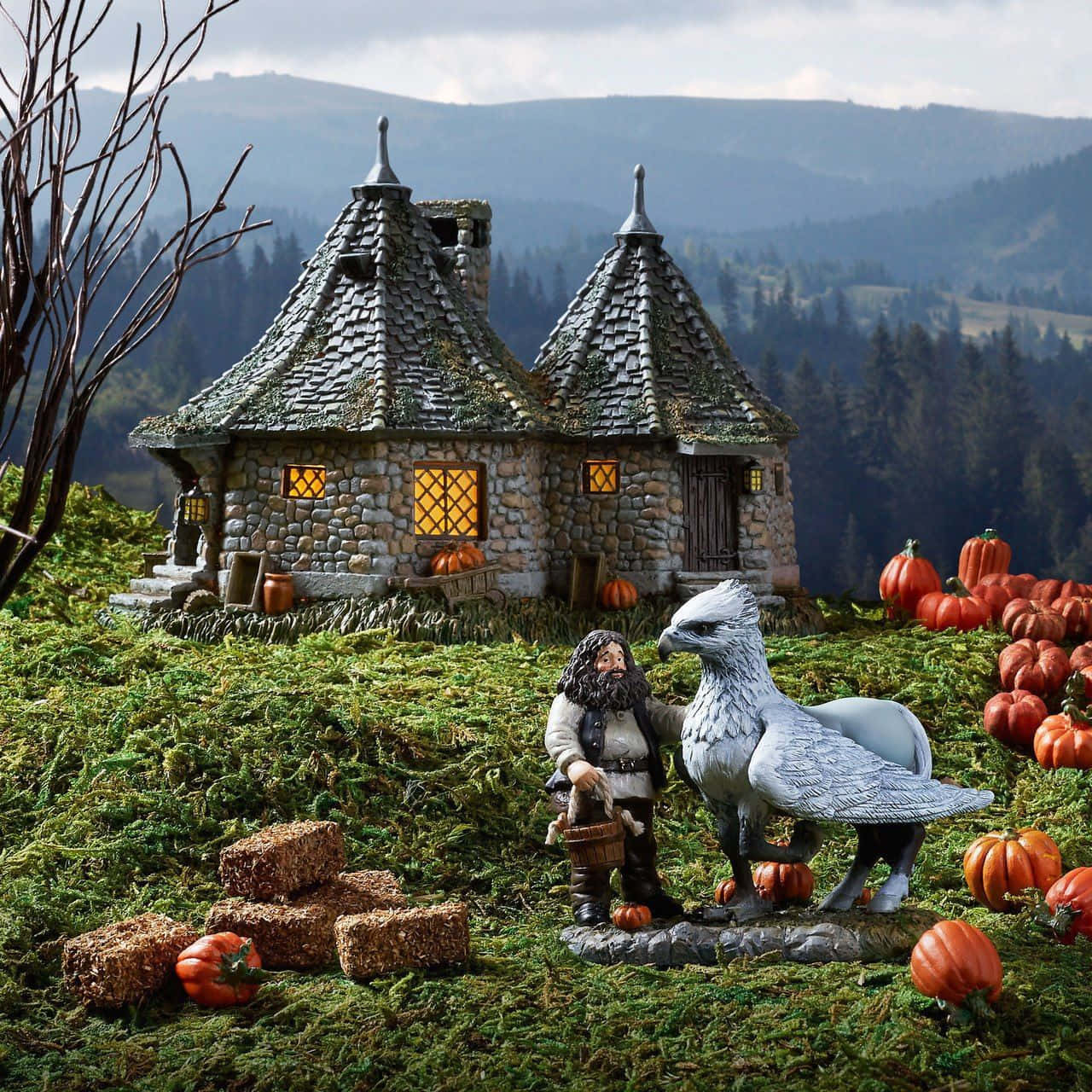 Magische Hagrid's Hut In Het Betoverde Bos Achtergrond