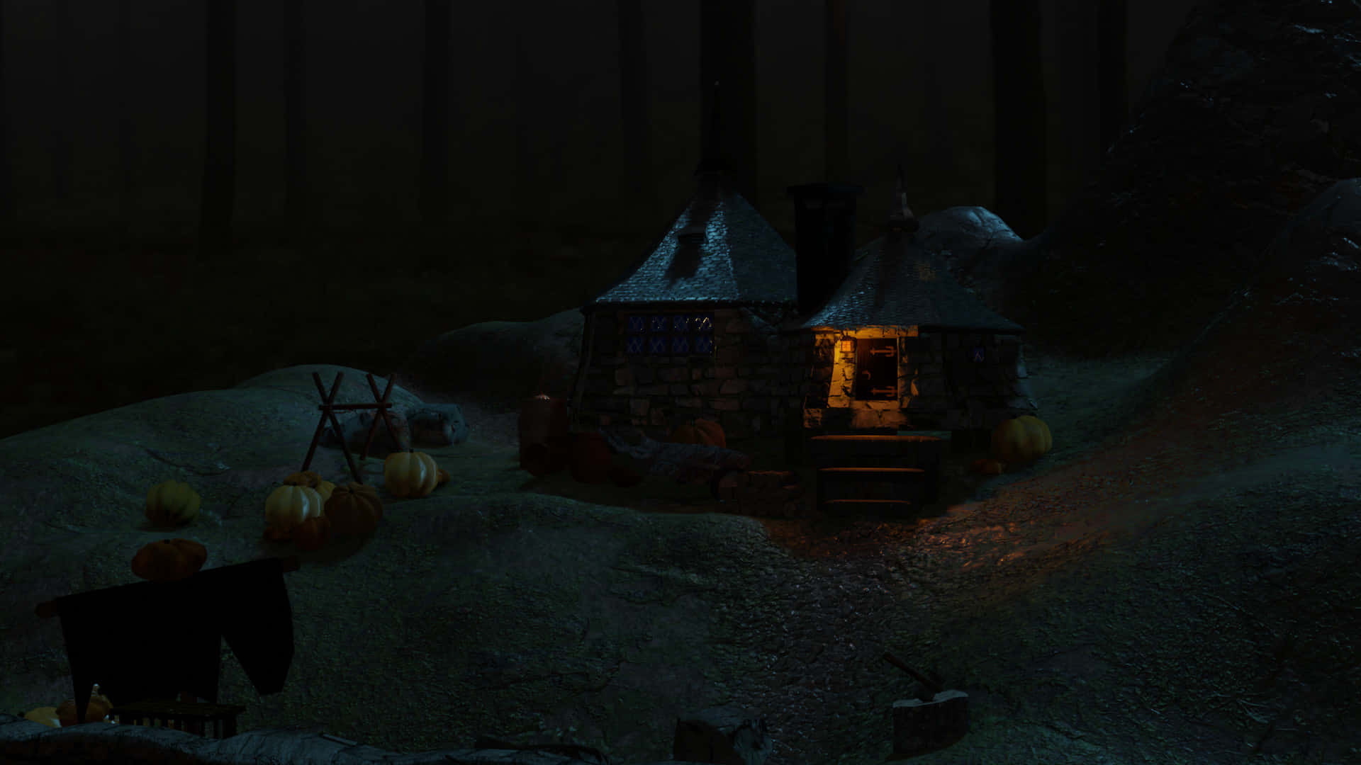 Hagrid's Cozy Hut at Hogwarts School of Witchcraft and Wizardry Wallpaper