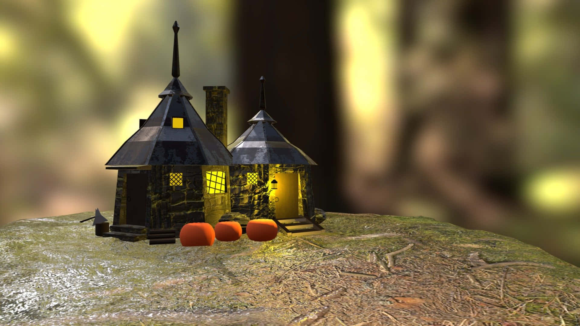 Magical Hagrid's Hut located at Hogwarts School of Witchcraft and Wizardry Wallpaper
