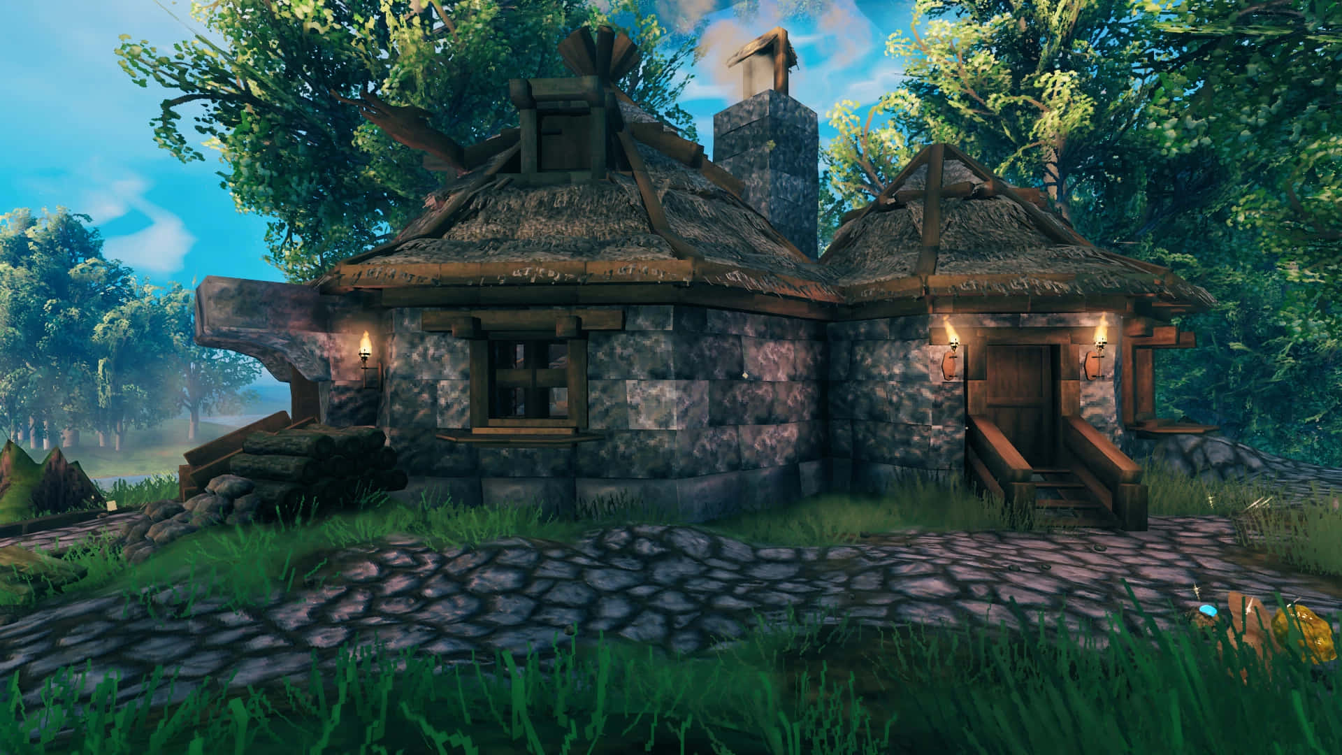 Hagrid's Magical Hut in the Enchanting Forest Wallpaper