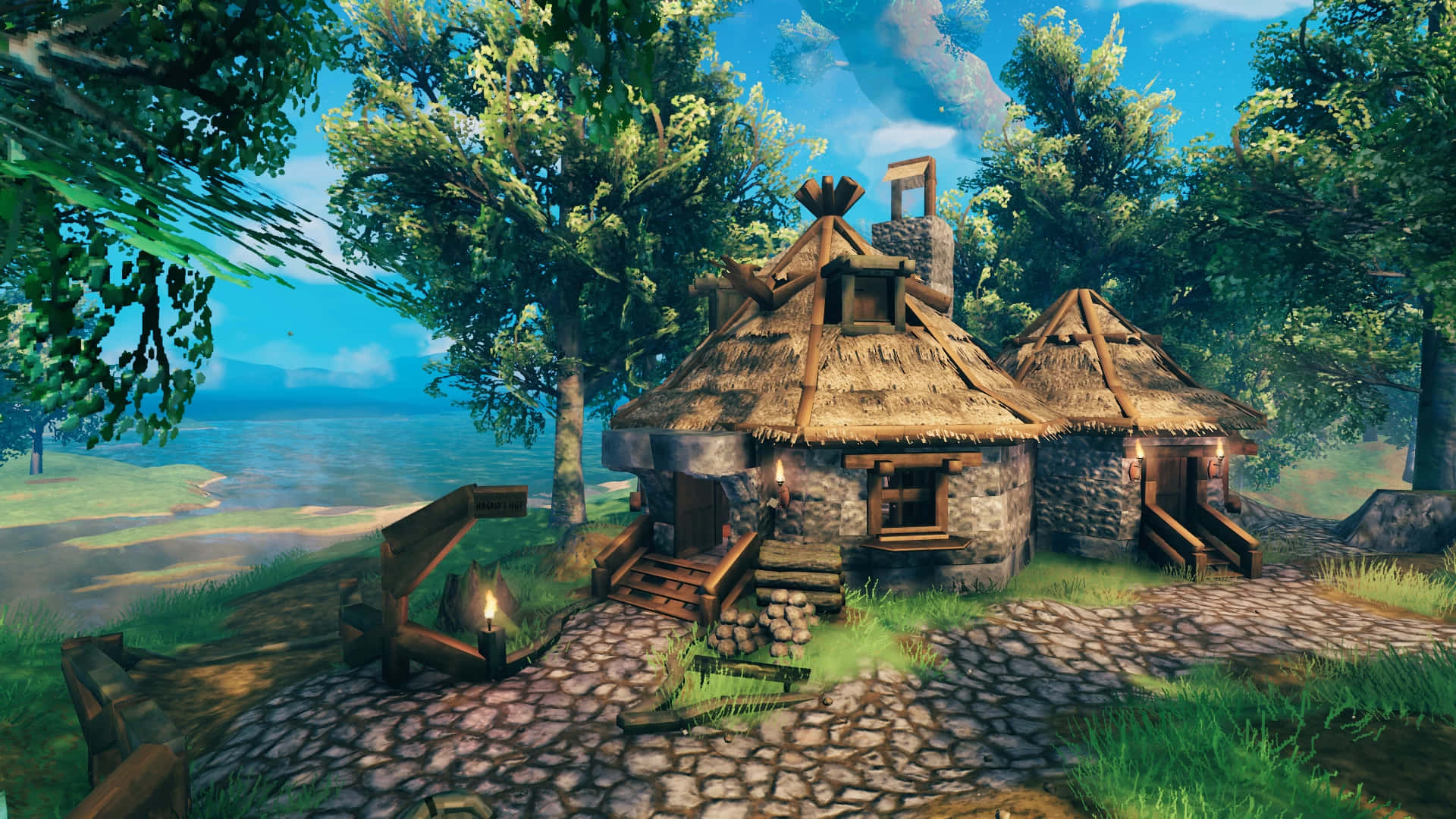 Enchanting View of Hagrid's Hut in the Magical World of Hogwarts Wallpaper