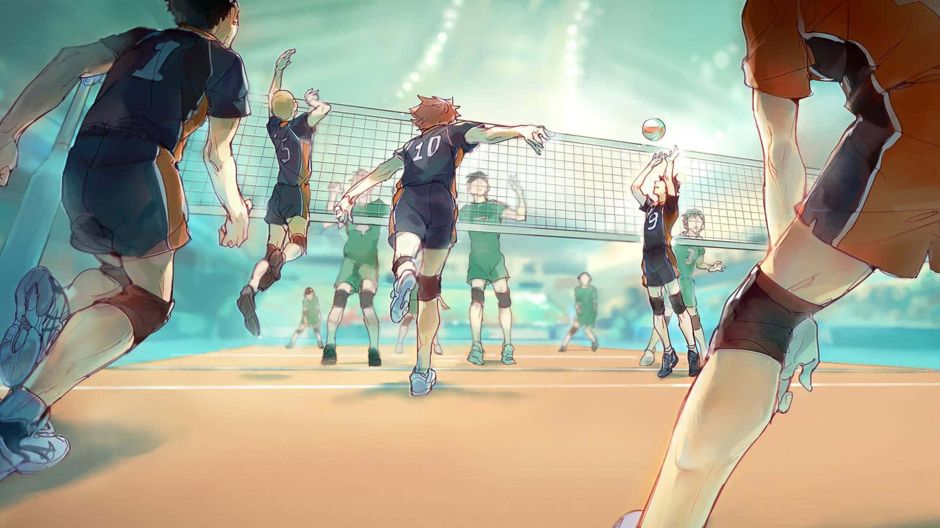 An aesthetic desktop inspired by the hit sports anime series "Haikyuu!" Wallpaper
