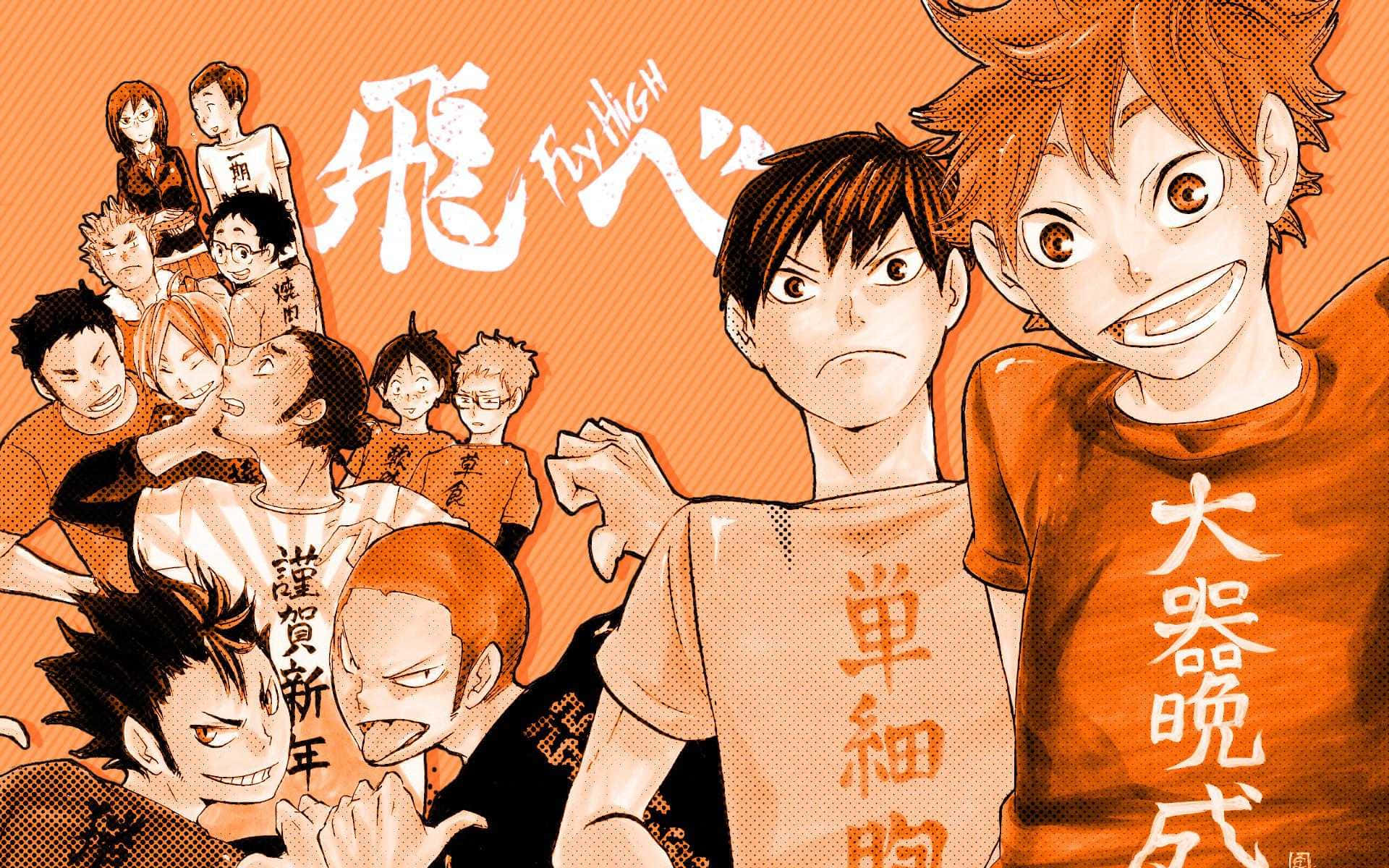 Enjoy a feeling of victory with this vibrant desktop inspired by the Haikyuu anime. Wallpaper