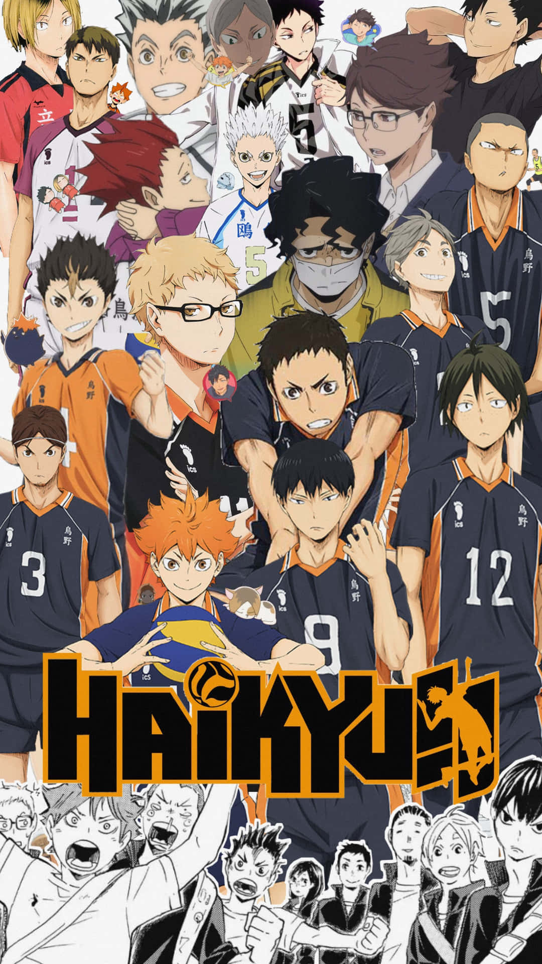 Haikyuu Anime Volleyball Team Collage Wallpaper