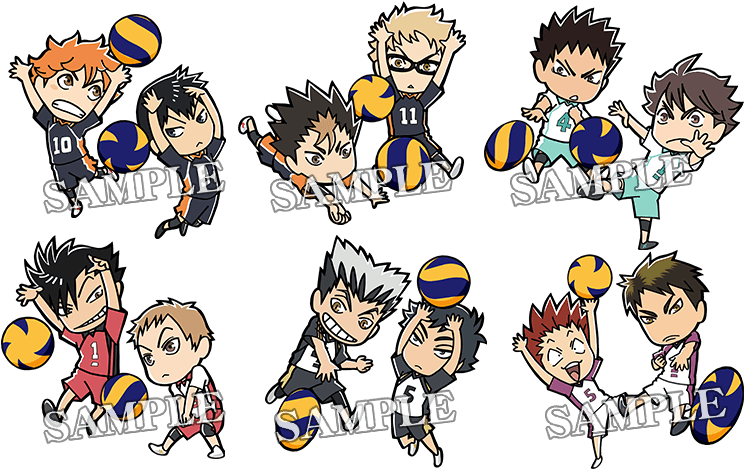 Haikyuu Characters Chibi Volleyball Action PNG