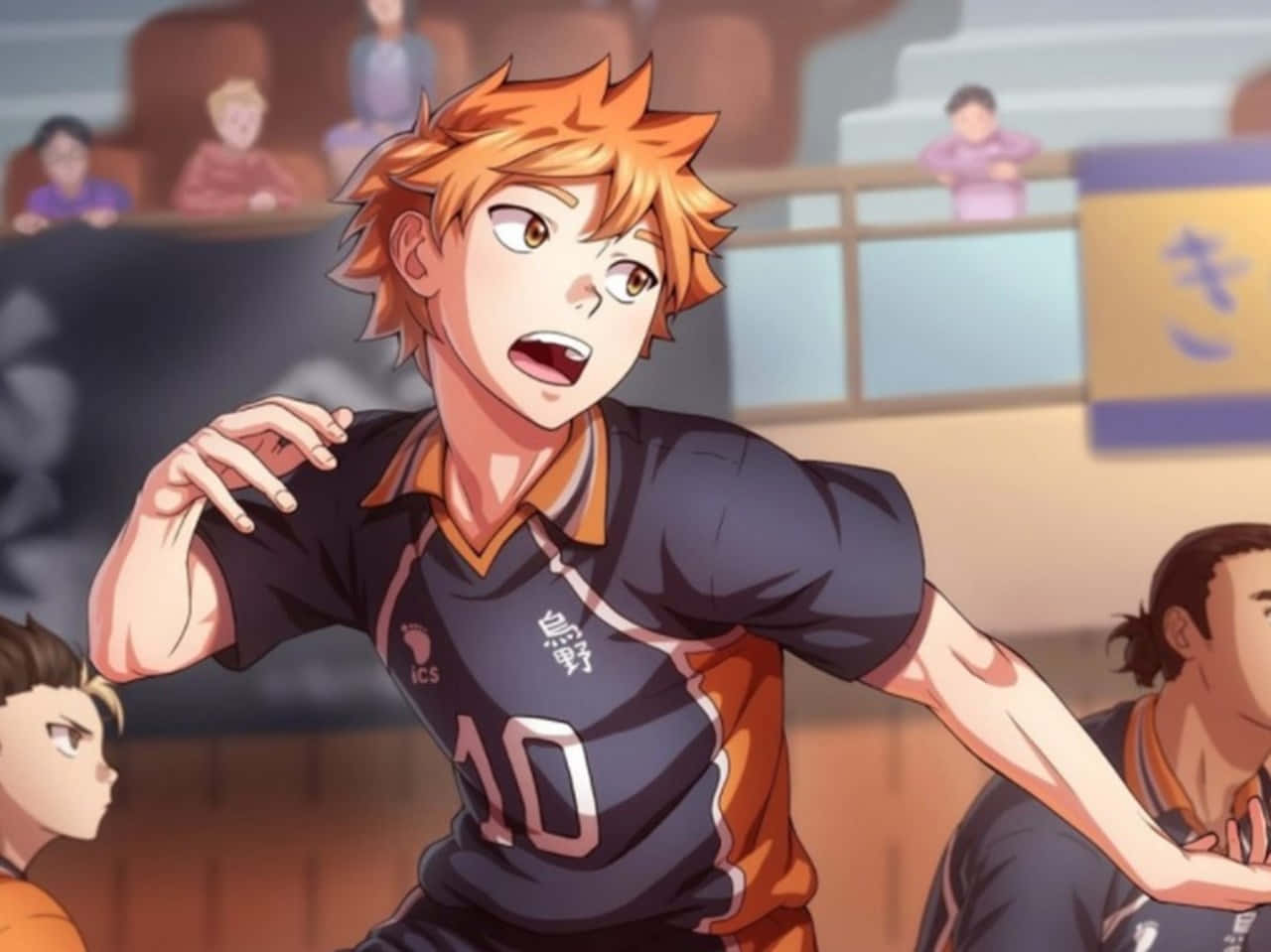 Dynamic Haikyuu!! Volleyball Heroes in Action Wallpaper