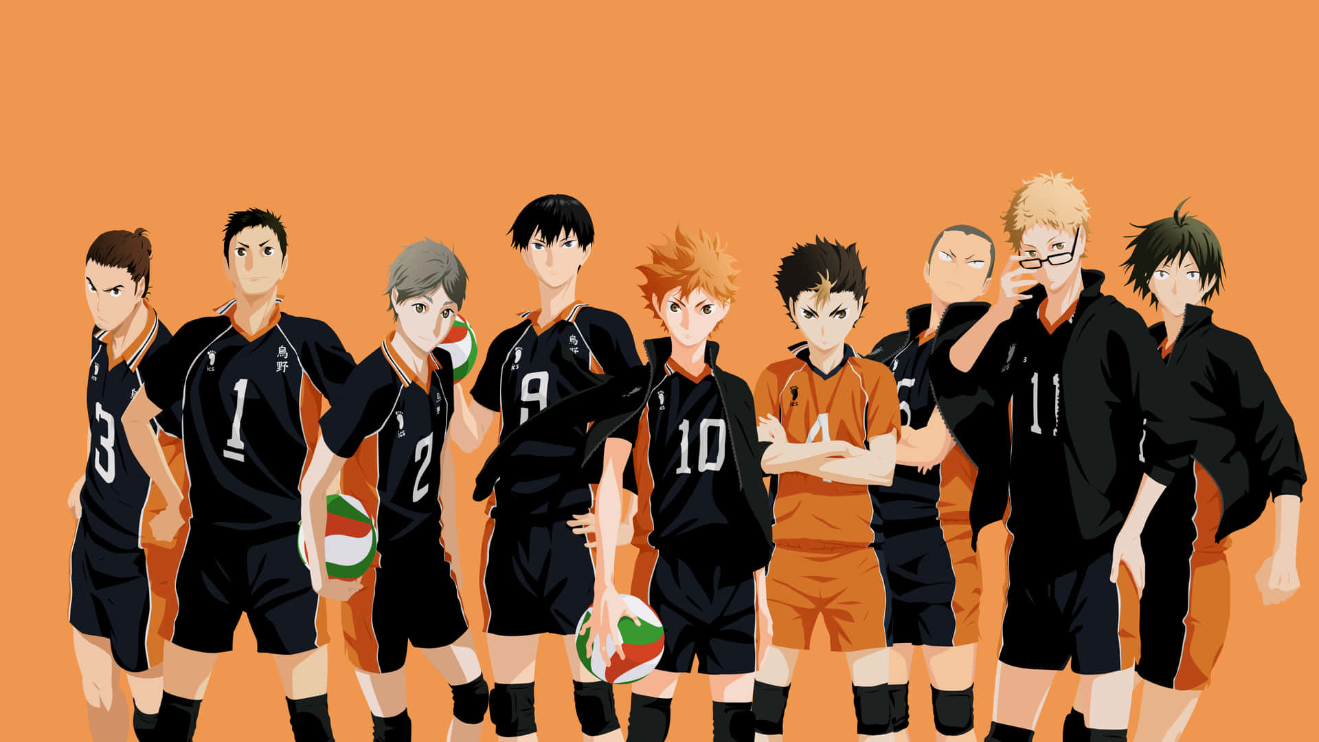 Dynamic Haikyuu Fan Art Showcasing Intense Volleyball Action Wallpaper