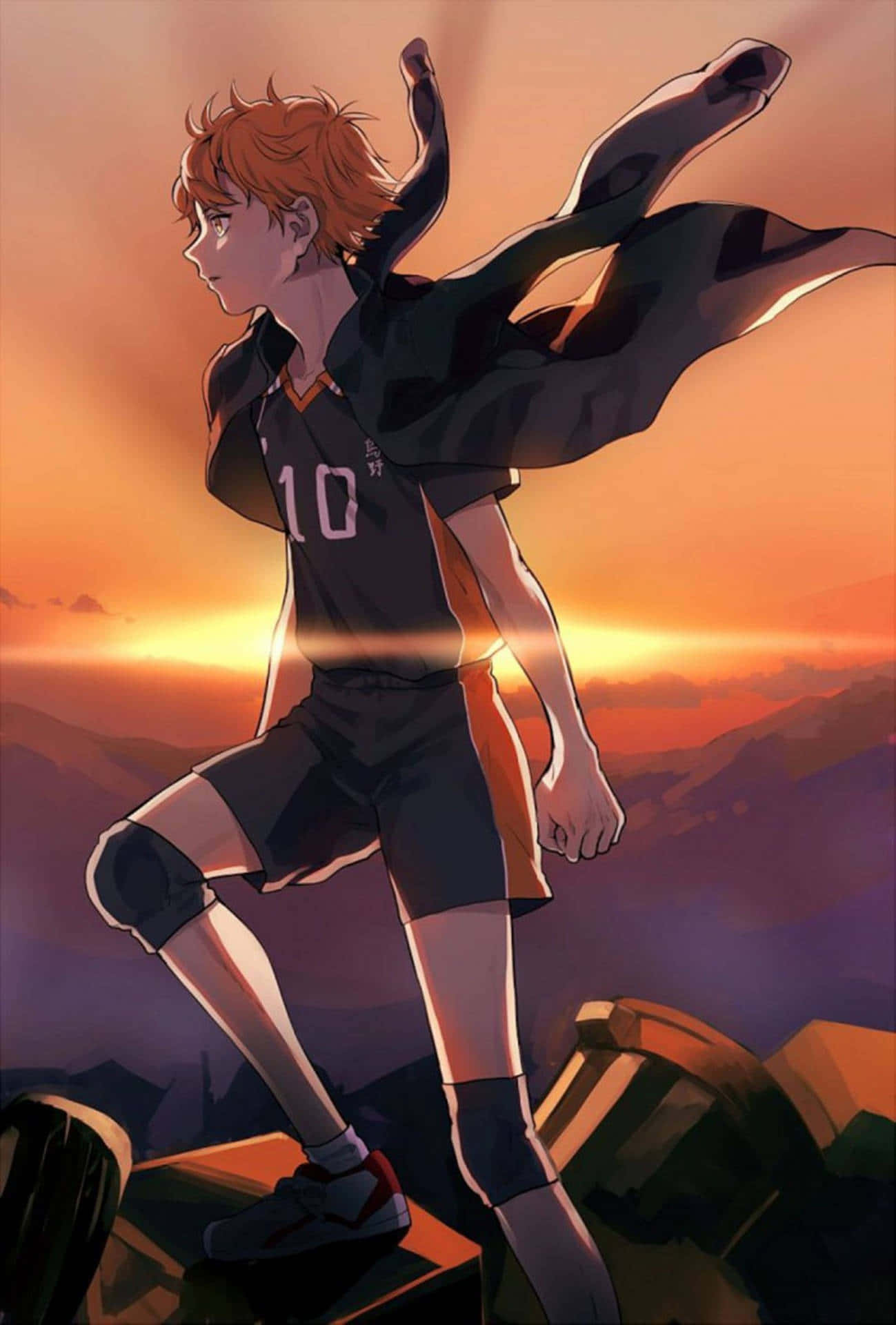 Haikyuu Sunset Volleyball Spirit Wallpaper