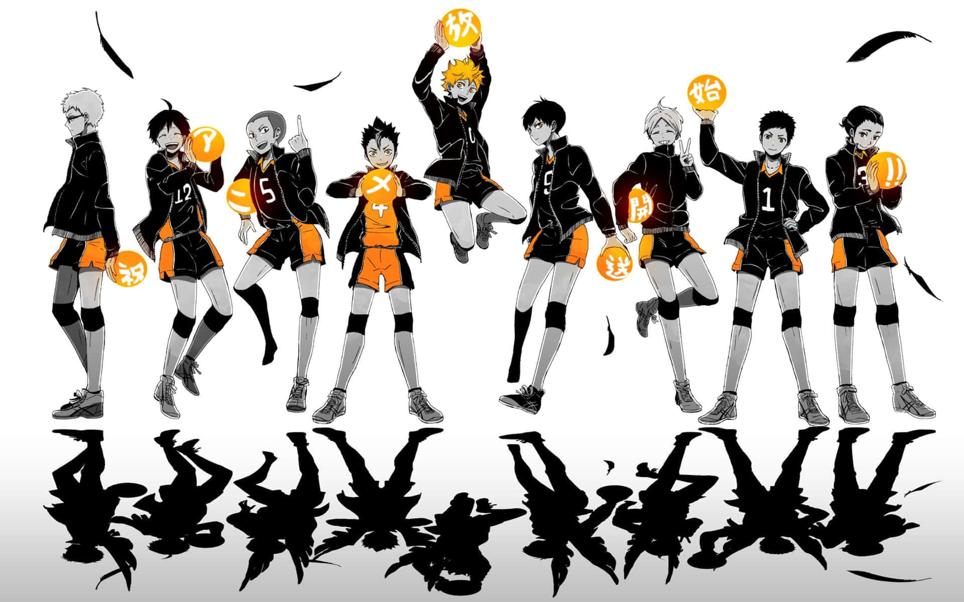 Haikyuu Team Jumping Action Wallpaper