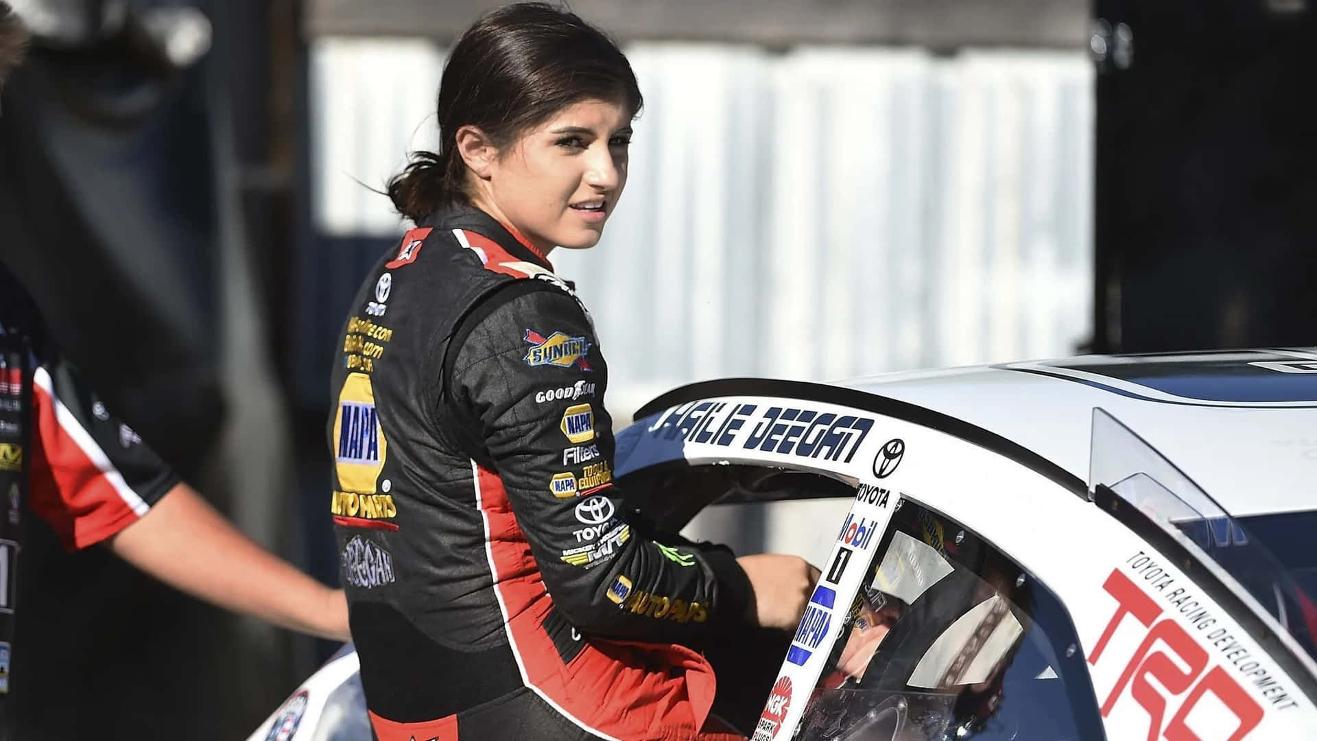 Hailie Deegan N A S C A R Race Preparation Wallpaper