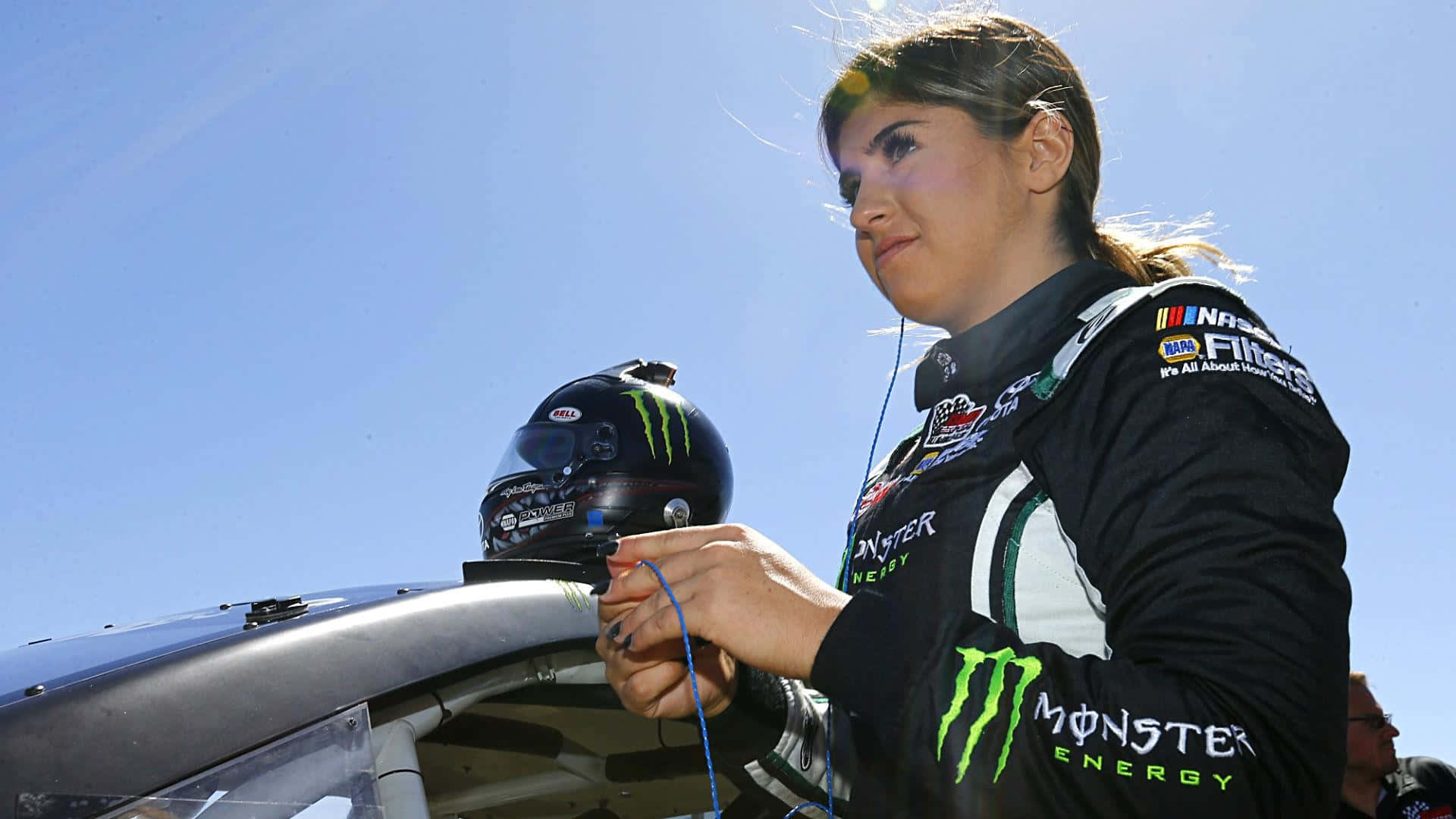 Hailie Deegan Pre Race Concentration Wallpaper