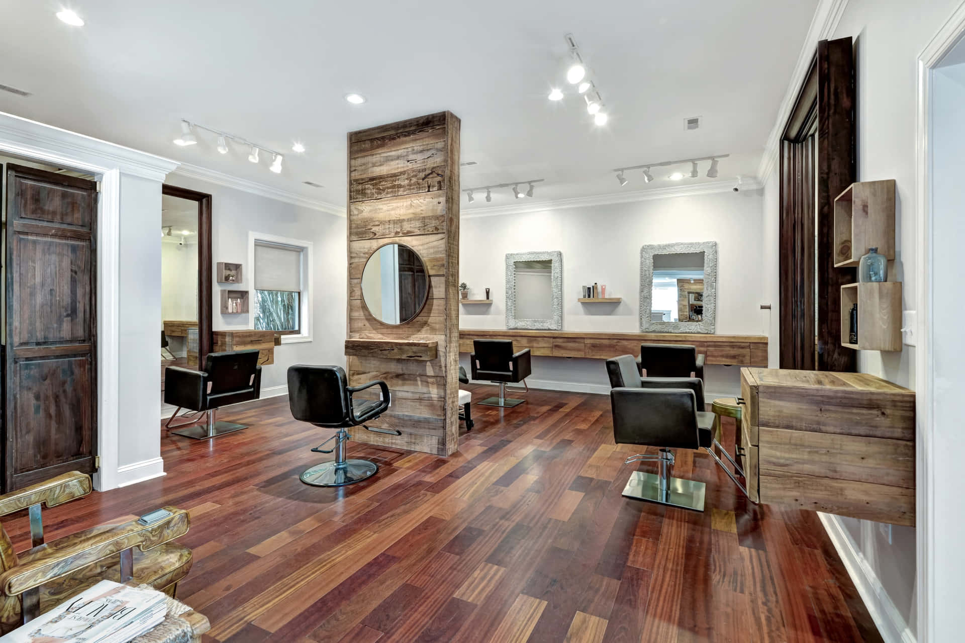 Caption: Trendy Hair Salon Interior