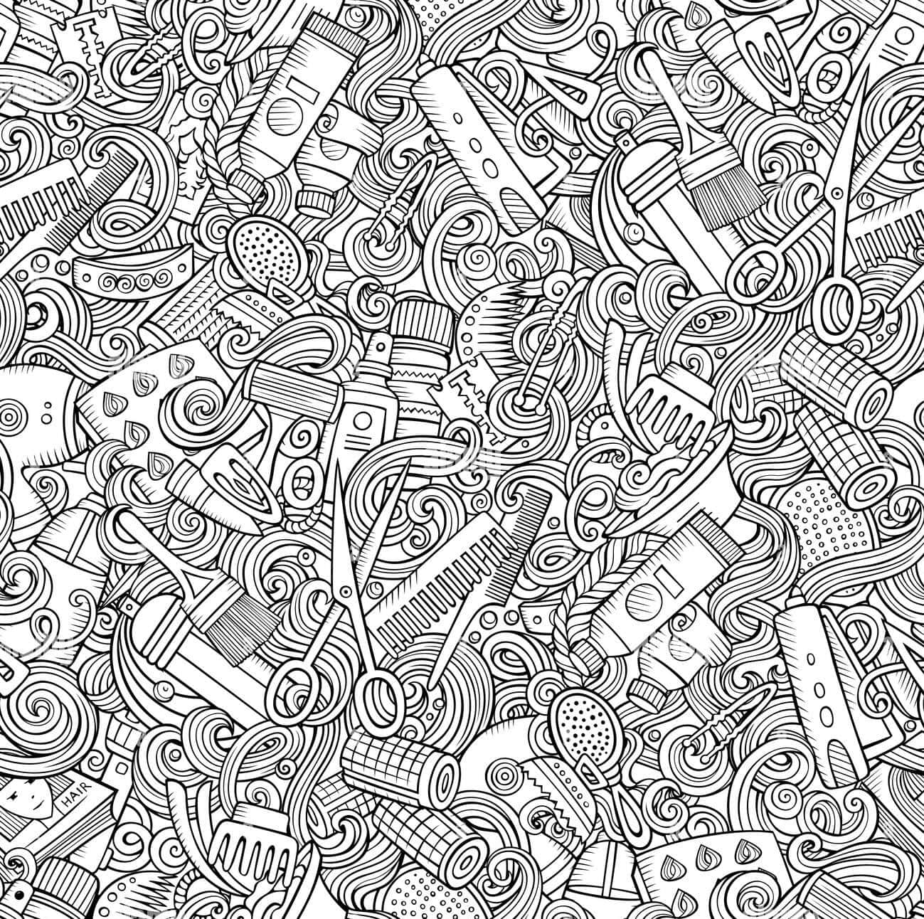 A Black And White Doodle Background With Many Different Items
