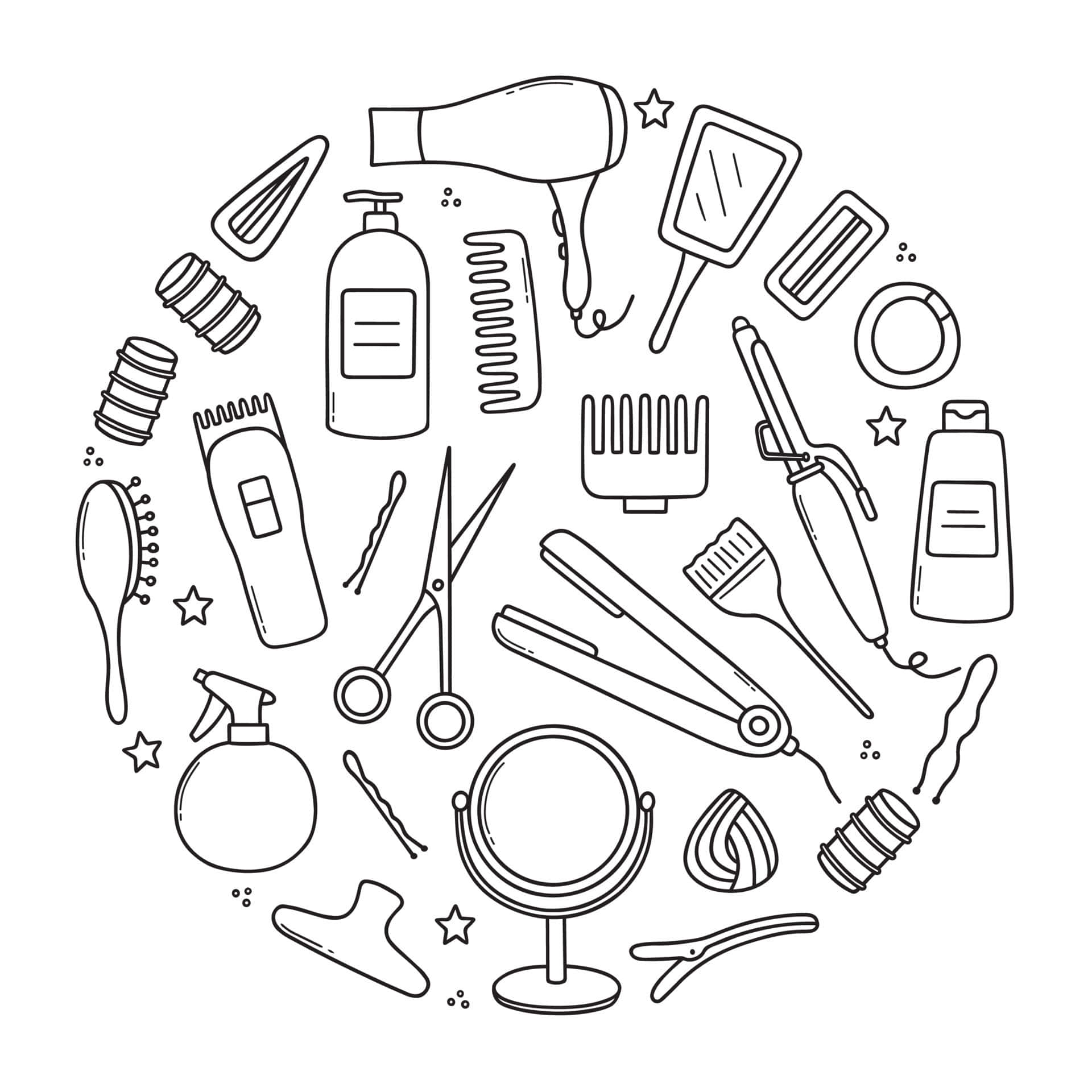 A Circle With Various Hair Care Items